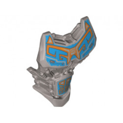 Large Figure Torso with Bionicle Dark Azure and Orange Pattern: {сребърно метален}