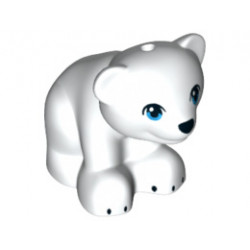 Bear, Friends / Elves, Cub, Sitting with Black Nose and Claws and Dark Azure Eyes Pattern: {бял}