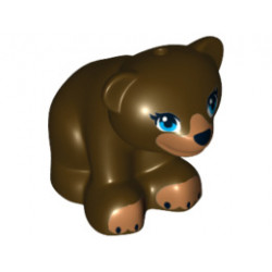 Bear, Friends / Elves, Cub, Sitting with Black Nose, Dark Azure Eyes and Dark Tan Paws and Muzzle Pattern: {тъмно кафяв}