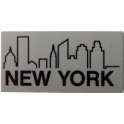 Tile 2 x 4 with City Skyline and NEW YORK Pattern: {умерено каменно сив}