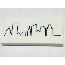 Tile 2 x 4 with City Skyline Pattern: {бял}