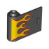 Door 1 x 3 x 2 Left - Open Between Top and Bottom Hinge with Red and Yellow Flames Pattern: {черен}