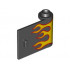 Door 1 x 3 x 2 Right - Open Between Top and Bottom Hinge with Red and Yellow Flames Pattern: {черен}