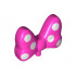 Minifigure, Bow Large with Pin Attachment with 6 White Polka Dots on Front and Back Pattern: {ярко пурпурен}