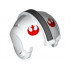 Minifigure, Headgear Helmet SW Rebel Pilot with Dark Bluish Gray Stripe and Red Rebel Logo Pattern (Will Scotian): {бял}