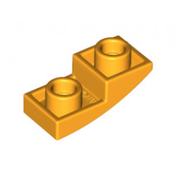 Инверсна плочка 1X2X2/3 с полу дъга: {огнено жълто-оранжев}