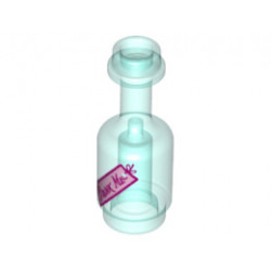 Minifigure, Utensil Bottle with Bright Pink Label with 'DRINK ME' Pattern: {прозрачно светло син}