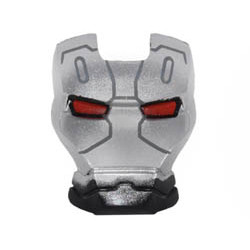 Minifigure, Visor Top Hinge with Silver Face Shield, Red Eyes and Black Lines and Shapes Pattern: {черен}