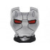 Minifigure, Visor Top Hinge with Silver Face Shield, Red Eyes and Black Lines and Shapes Pattern: {черен}