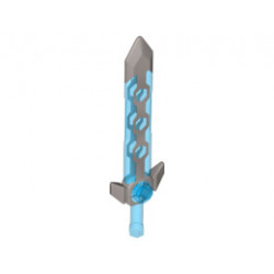 Minifigure, Weapon Sword, Long with Flat Silver Tip and Angular Crossguard: {прозрачно син}