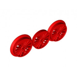 Train Wheel RC Train, Spoked with Technic Axle Hole and Counterweight, Blind and Flanged Driver, 3 in Bag (Multipack) : {ярко червен}