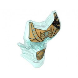 Large Figure Torso with Bionicle Metallic Gold Scaled Armor, Medium Azure Runes and Reddish Brown Straps Pattern (Ekimu): {прозрачно светло син}