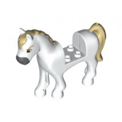 Horse with 2 x 2 Cutout, Dark Bluish Gray Nose, Brown Eyes, Tan Eyebrows, Mane and Tail Pattern: {бял}
