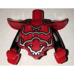 Torso, Modified Short with Armor Breastplate with Shoulder Ridges and Silver Decoration Pattern / Black Arms / Red Hands: {ярко червен}