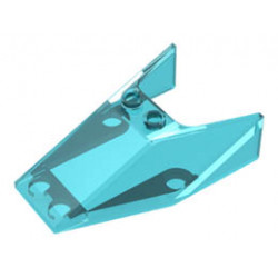 Windscreen 6 x 4 x 1 1/3 with Bottom Tabs and Hollow Studs: {прозрачно светло син}