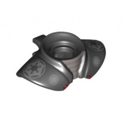 Minifigure, Armor Shoulder Pads Rounded with Neck Protection and Clip on Back with Silver SW Imperial Logo Pattern: {черен}