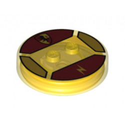 Dimensions Toy Tag 4 x 4 x 2/3 with 2 Studs for Harry Potter #63 with Yellow Lightning and Griffindor Coat of Arms Pattern: {прозрачно жълт}