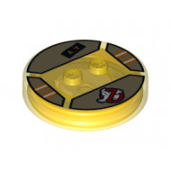 Dimensions Toy Tag 4 x 4 x 2/3 with 2 Studs for Abby Yates #65 with Ghostbusters Symbol and 'A.Y.' Pattern: {прозрачно жълт}