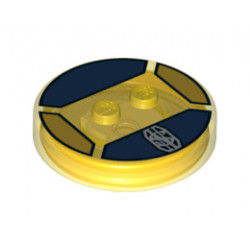 Dimensions Toy Tag 4 x 4 x 2/3 with 2 Studs for Newt Scamander #67 with Silver 'NS' Monogram on Dark Blue Background Pattern: {прозрачно жълт}