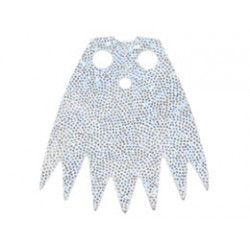 Minifigure, Cape Cloth, 7 Points with Metallic Silver Dots Pattern: {бял}