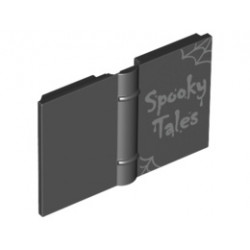 Minifigure, Utensil Book 2 x 3 with Silver Spider Webs and 'Spooky Tales' Pattern: {черен}