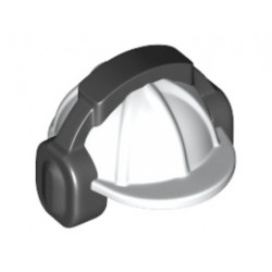 Minifigure, Headgear Helmet Construction with Black Ear Protector / Headphones Pattern: {бял}