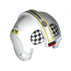 Minifigure, Headgear Helmet SW Rebel Pilot with Black and White Checkered Pattern (U-Wing Pilot): {бял}