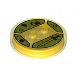 Dimensions Toy Tag 4 x 4 x 2/3 with 2 Studs for Finn the Human #49 with Sword and Snail Pattern: {прозрачно жълт}
