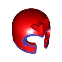 Minifigure, Headgear Helmet with Front Prongs and Dark Purple Pattern (Magneto) : {ярко червен}