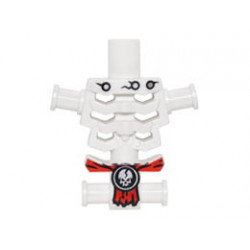 Torso Skeleton, Angular Rib Cage with Black Holes and Cracks and Red Loincloth with Cracked White Skull Pattern: {бял}