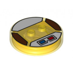Dimensions Toy Tag 4 x 4 x 2/3 with 2 Studs for Gizmo #61 with Red and Blue 3D Glasses on White Background Pattern: {прозрачно жълт}