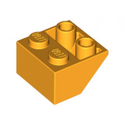 Покривна плочка 2X2/45° инверсна (*) с плосък долен пин: {огнено жълто-оранжев}