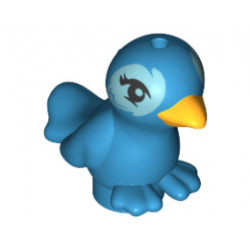 Bird, Friends / Elves with Bright Light Orange Beak and Metallic Light Blue Feathers around Black Eyes Pattern (Cleo): {тъмно небесносин}
