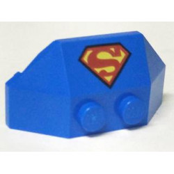Wedge 2 x 4 Triple with Superman 'S' Logo Pattern: {ярко син}