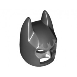 Minifigure, Headgear Mask Batman Angular Ears Cowl with Silver Bat Mask Around Eyes Pattern: {черен}