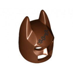 Minifigure, Headgear Mask Batman Angular Ears Cowl with Black Stitched Seams Pattern: {червеникаво-кафяв}