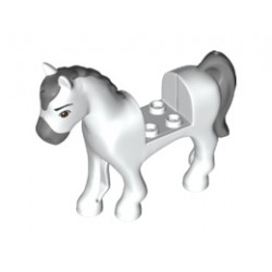 Horse with 2 x 2 Cutout, Reddish Brown Eyes and Dark Bluish Gray Blaze, Nose and Tail Pattern: {бял}