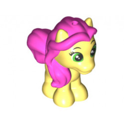 Horse, Whisker Haven Tales, Belle's Pony with Dark Pink Mane and Tail and Green Eyes Pattern (Petite): {студено жълт}