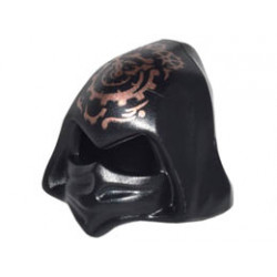 Minifigure, Headgear Hood Cowl Pointed with Eye Holes with Gears and Copper Clock with Spiral Gear Pattern: {черен}