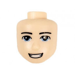 Mini Doll, Head Friends Male Large with Light Blue Eyes, Thin Black Eyebrows, Open Mouth Smile Pattern: {светло нуга}