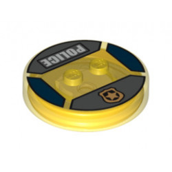 Dimensions Toy Tag 4 x 4 x 2/3 with 2 Studs for Chase McCain #73 with Gold Police Badge and 'POLICE' Pattern: {прозрачно жълт}