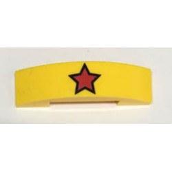 Slope, Curved 4 x 1 Double with Red Star with Black Outline Pattern: {ярко жълт}