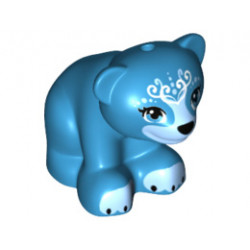 Bear, Friends / Elves, Cub, Sitting with Black Nose, White Face Decorations and Medium Blue Paws and Muzzle Pattern (Blubeary): {тъмно небесносин}