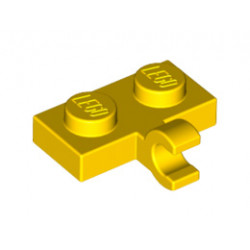 Плочка 1X2 с държач, хоризонтален : {ярко жълт}