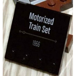 Tile, Modified 4 x 4 with Studs on Edge with 'Motorized Train Set 1966' Pattern: {черен}