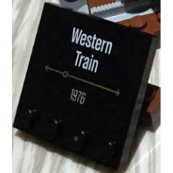 Tile, Modified 4 x 4 with Studs on Edge with 'Western Train 1976' Pattern: {черен}