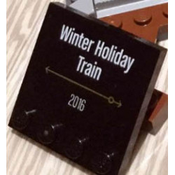 Tile, Modified 4 x 4 with Studs on Edge with 'Winter Holiday Train 2016' Pattern: {черен}