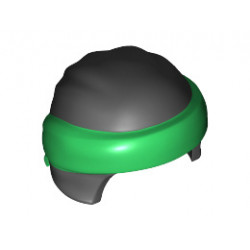 Minifigure, Headgear Ninjago Wrap Type 3 with Green Bandana and Knot Pattern: {черен}