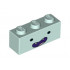 Brick 1 x 3 with Face Black Eyes, Wide Open Dark Purple Smile with 2 Pointed Fangs and Tongue Pattern (Marceline): {аквамарин}