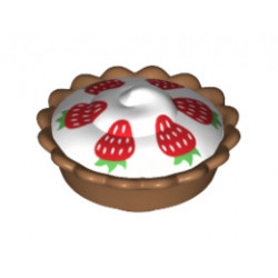 Pie with White Cream Filling and Six Red Strawberries with Green Leaves Pattern: {умерен нуга}